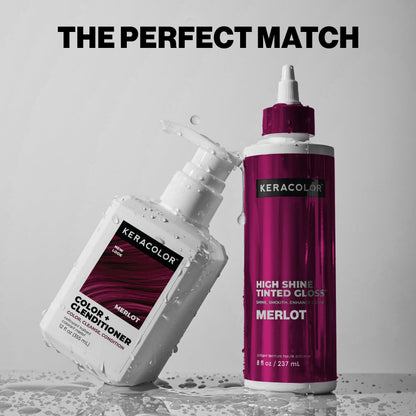 Keracolor High Shine Tinted Hair Gloss, In-Shower Hair Glaze, Sheer Color-Enhancing Glossing Treatment, Merlot, 8 Fl Oz