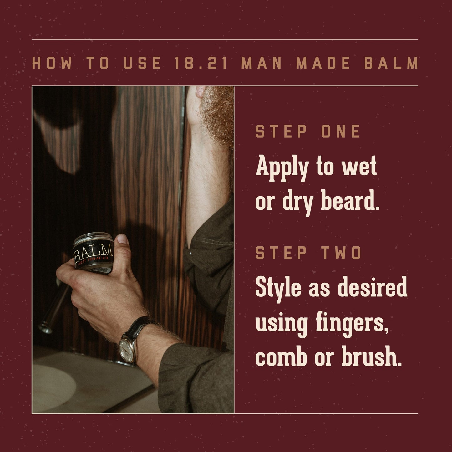 18.21 Man Made Beard Balm for Men, Spiced Vanilla, 2 fl. oz - Premium Grooming Cream with Low Shine for Conditioning and Shaping Beards, Mustaches - Scented Facial Hair Balms, Long-Lasting Moisture