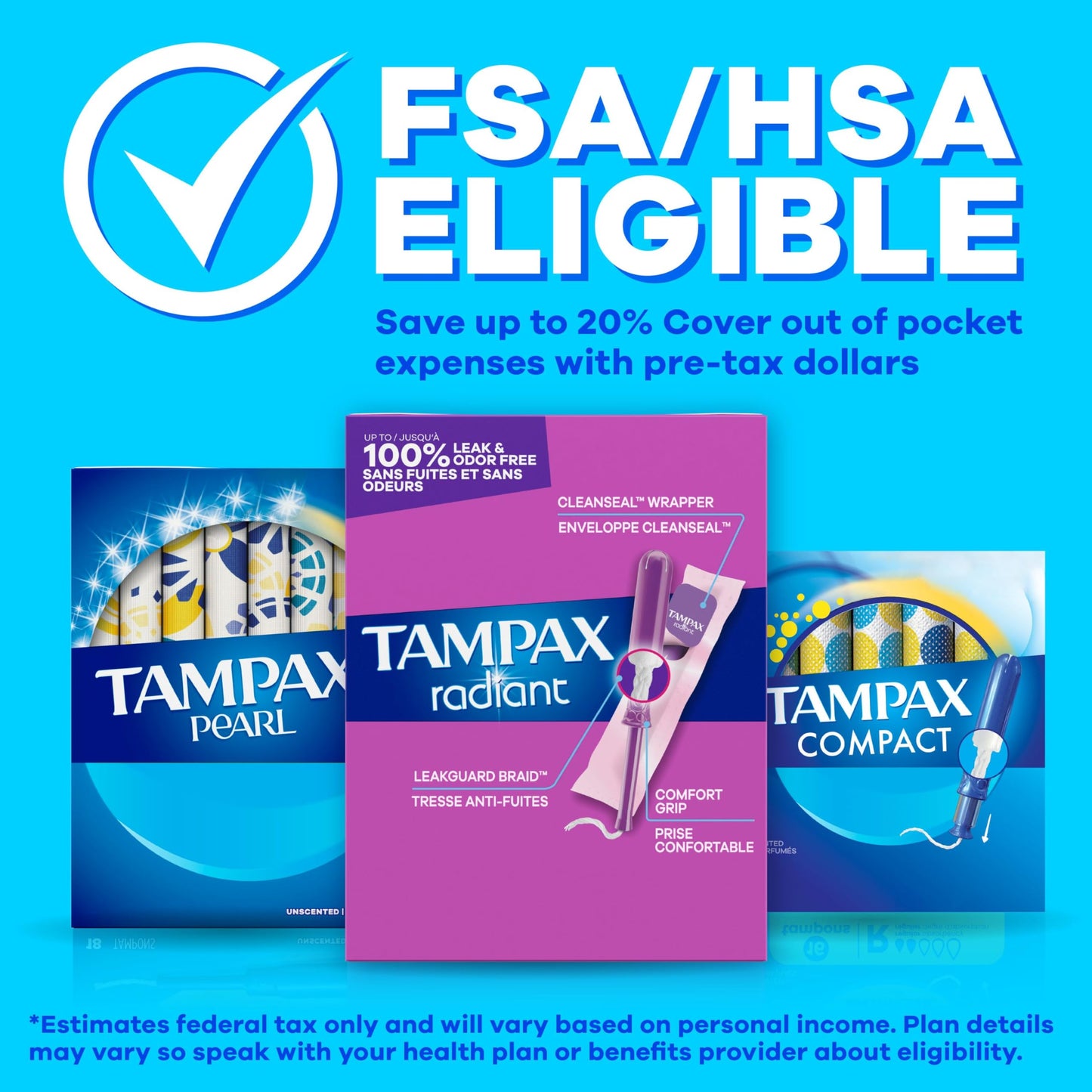 Tampax Compact Pearl Tampons, with LeakGuard Braid & Extendable Applicator, Super Absorbency, Compact Extendable Applicator, Unscented, 16 Count (Packaging May Vary)