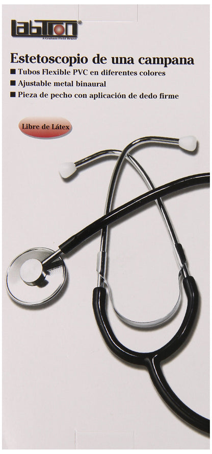 Labtron Lightweight Single Head Stethoscope, Blood Pressure Medical Monitoring Kit, Black, 300DLX