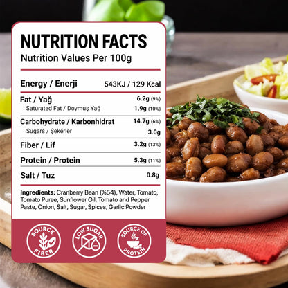 Duru Ready Cranberry Beans in Tomato Sauce, 400g x 4 Packs, Open and Eat, 100% Natural, BPA Free, No Trans Fat, Non-GMO, No Preservatives & Artificial Color
