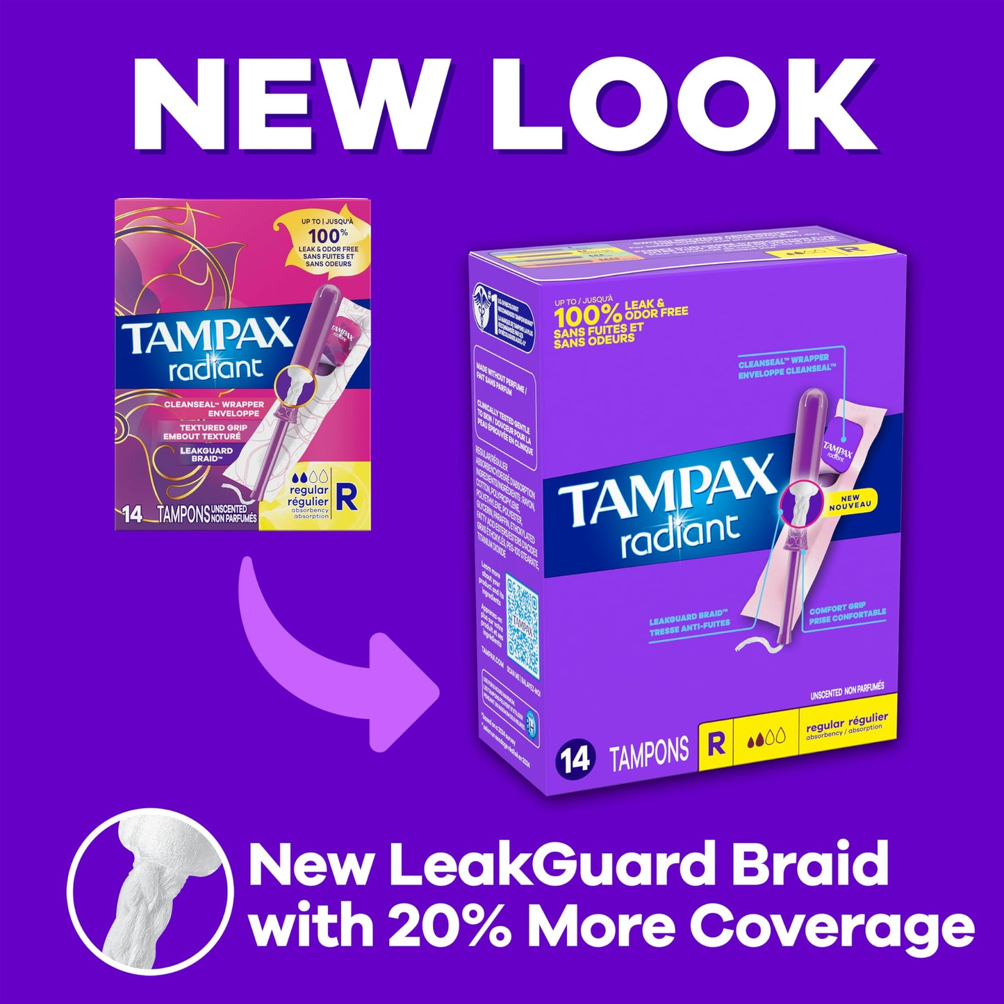 Tampax Radiant Tampons 42 R 2.7X 3/4/ 42ct, Pink and Blue