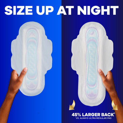 Always Ultra Thin Feminine Pads with Wings for Women, Size 4, Overnight Absorbency, Unscented, Up to 100% Leak-Free Comfort, 36 Count