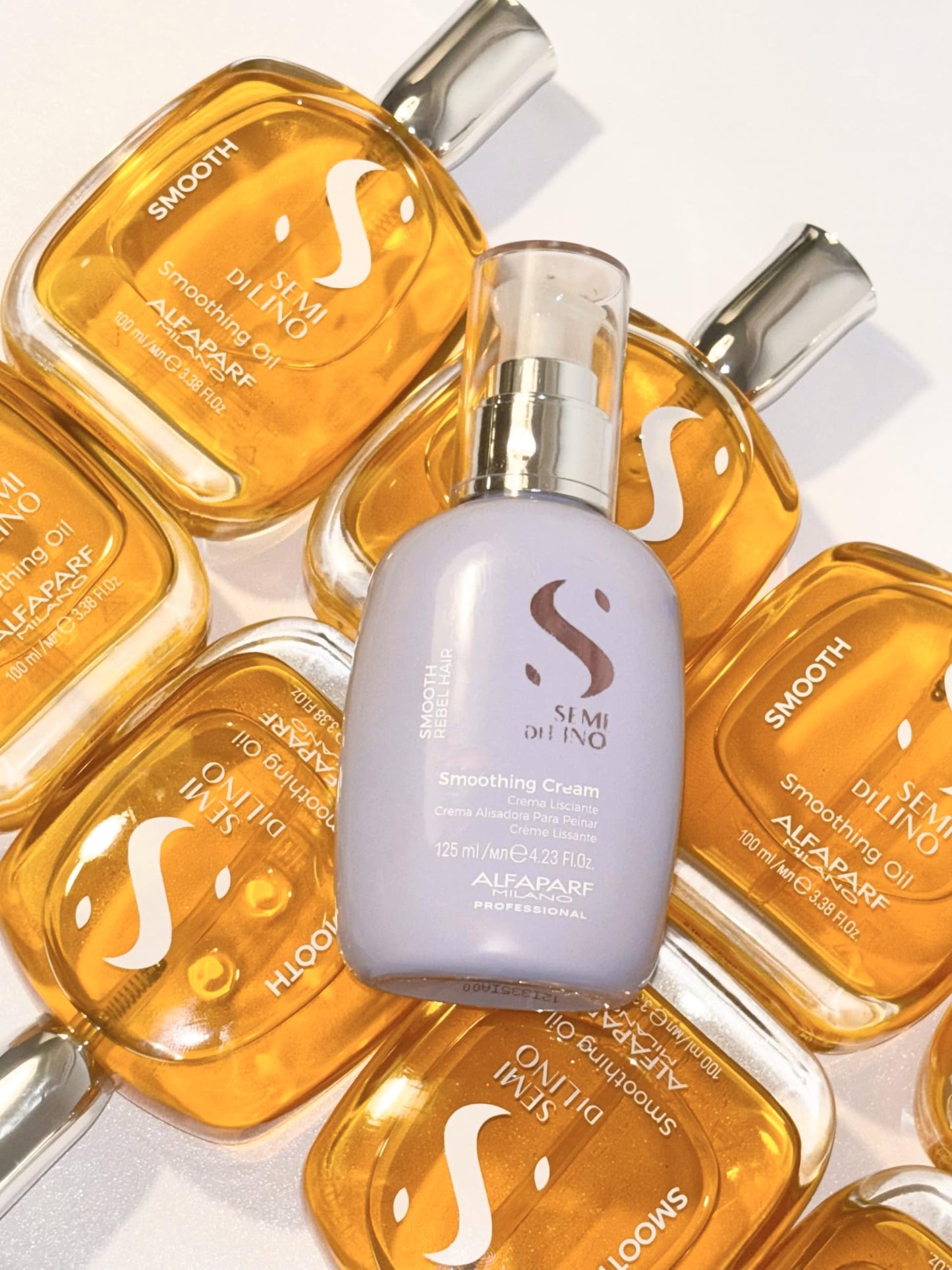 Alfaparf Milano Semi di Lino Smoothing Cream - Frizz Control - Protects from Heat and Humidity - Straightens, Smooths, and Hydrates (4.23 fl. oz.)