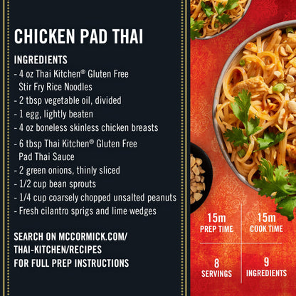 Thai Kitchen Stir Fry Rice Noodles, Gluten Free, Non GMO, Two Ingredients, Quick Cook, For Pad Thai and Other Stir-Fry Dishes, 14 oz