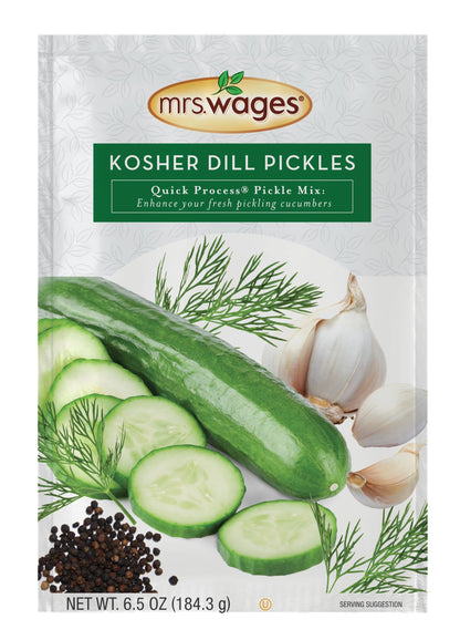 Mrs. Wages Kosher Dill Pickles Quick Process Mix, Quick and Easy, Simple-To-Use, Traditional Pickle Flavoring, Enhance Your Pickling Cucumbers, 6.5 oz Packet (Value Pack of 6)