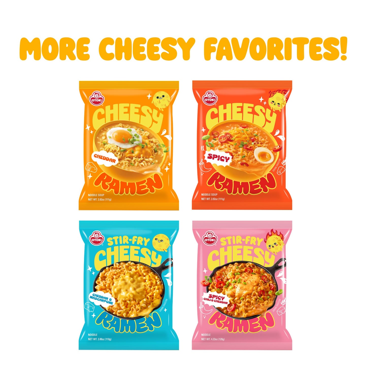 Cheesy Ramen - Cheddar Soup Ramen | Mild Kick, Creamy & Savory Korean Noodles | 3.92 oz (Pack of 8)
