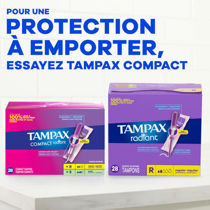 Tampax Radiant Tampons 42 R 2.7X 3/4/ 42ct, Pink and Blue
