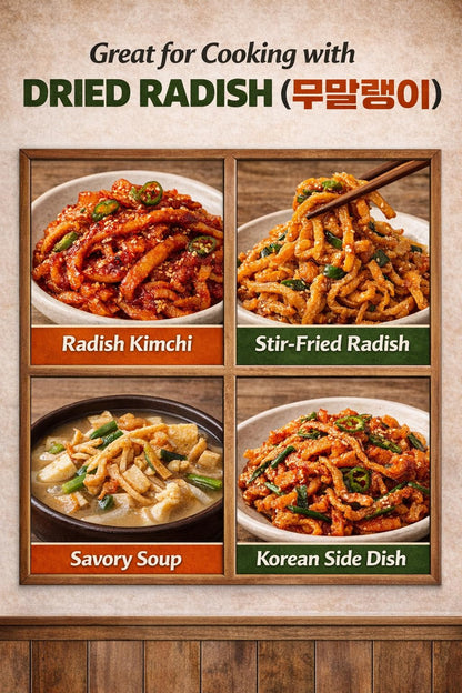 Dried Radish Strips 무말랭이 Korean Sun-Dried Daikon, Naturally Sweet & Chewy Texture, No Additives, Ideal for Kimchi, Stir-Fry & Side Dish, 6 oz / 170 g