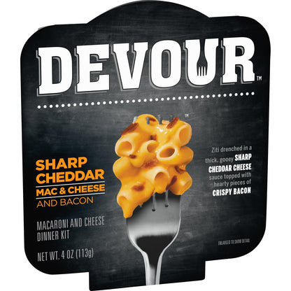 Devour Sharp Cheddar Bacon Mac & Cheese Bowl with Bacon Dinner Kit, 4 Oz