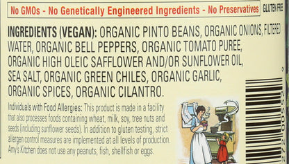 Amys, Beans Refried With Green Chiles Organic, 15.4 Ounce
