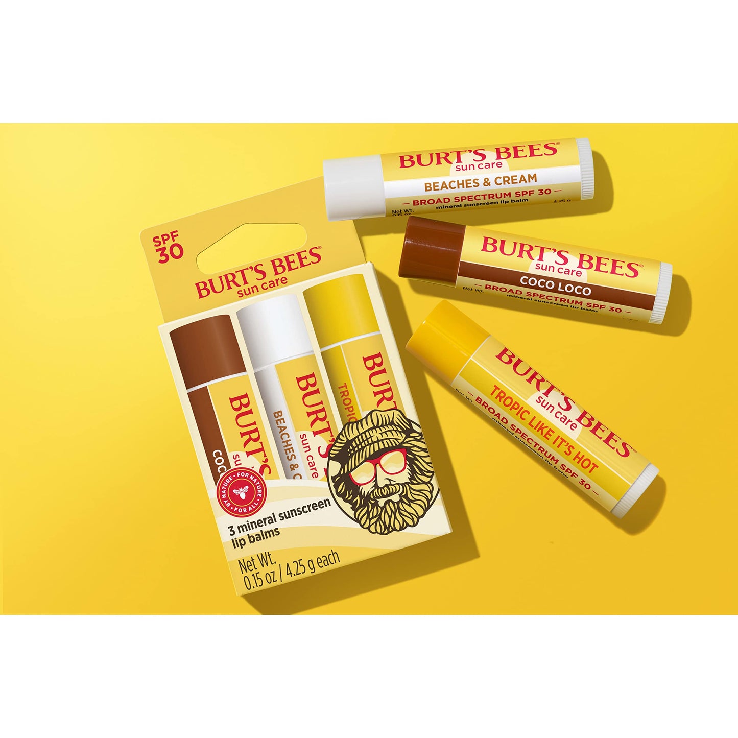 Burt's Bees Easter Basket Stuffers, Lip Balm Party Pack - Birthday Cake, Waffle Cone, Strawberry Shortcake, Cookies & Cream, All Day Moisturizer, Natural Origin Lip Treatment, 4 Tubes, 0.15 oz.