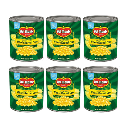 DEL MONTE Golden Sweet Whole Kernel Corn, Canned Vegetables, 6 Pack, 106 oz