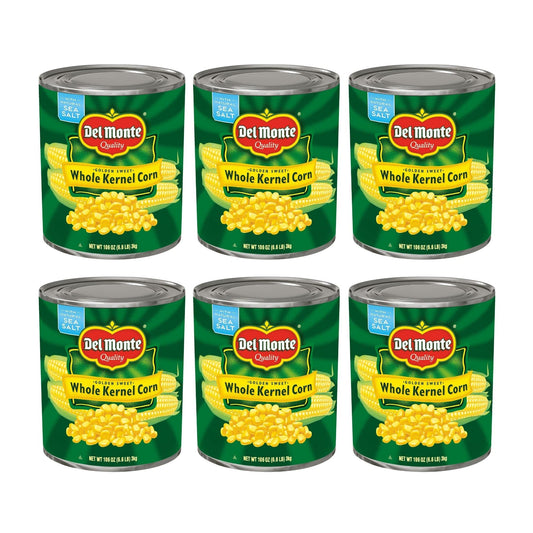 DEL MONTE Golden Sweet Whole Kernel Corn, Canned Vegetables, 6 Pack, 106 oz