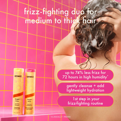 amika forget frizz anti-frizz conditioner | smoothing, humidity protection, up to 72 hour frizz control + lightweight hydration, for medium to thick coarse hair types 2a-4c