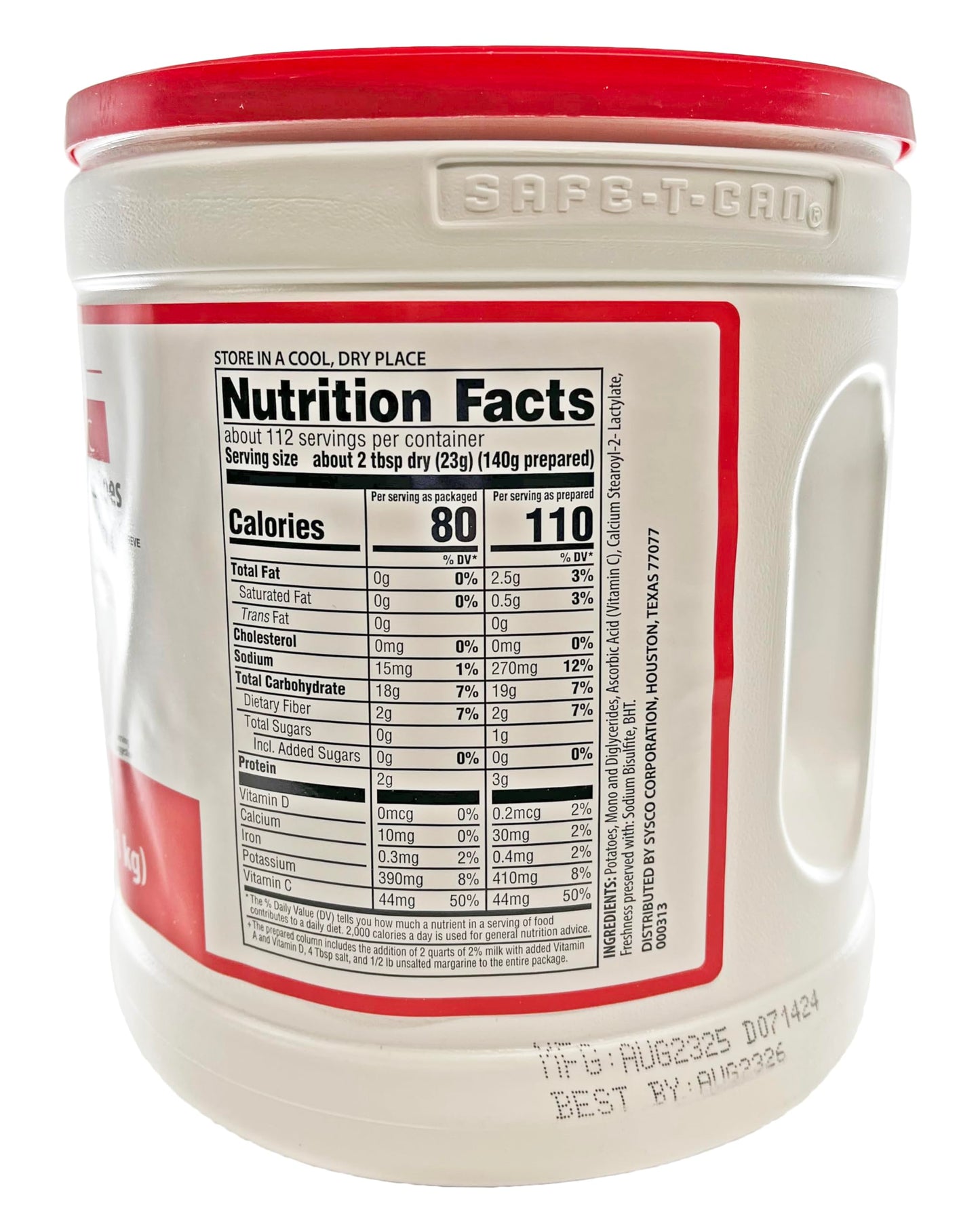 Sysco Classic Dehydrated Mashed Potato Granules With Vitamin C | Kosher | 5.75 LB
