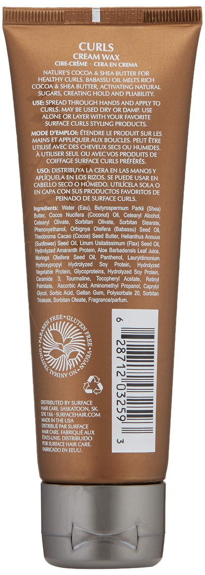 Surface Hair - Curls Cream Wax, Define And Add Shine And Texture To Curly Hair, With Cocoa And Shea Butter, 4 Fl. Oz.