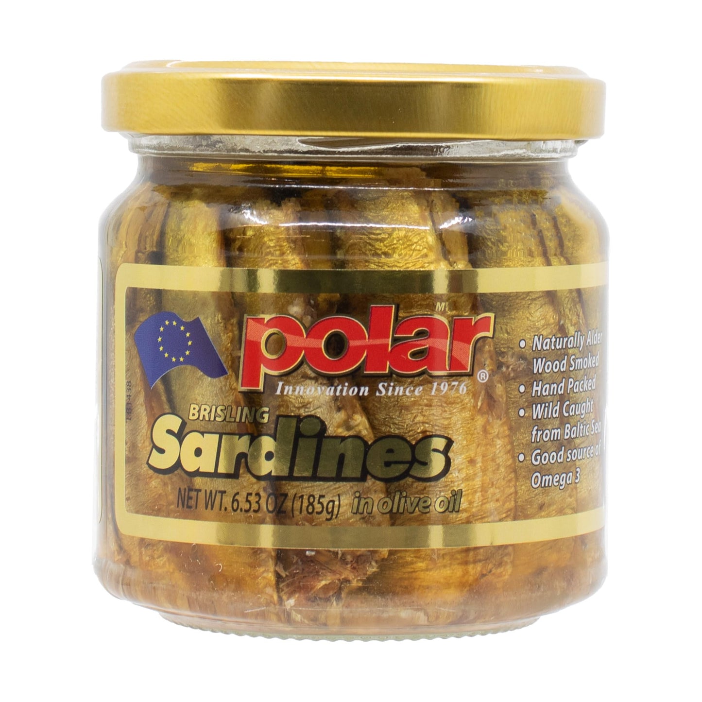 MW Polar Naturally Alder Wood Smoked Brisling Sardines in Olive Oil, 6.5oz Jar (Pack of 6) | Kosher Friendly, Wild-Caught, Hand-Packed, High in Omega-3, Keto, Paleo, Gluten-Free, Non-GMO