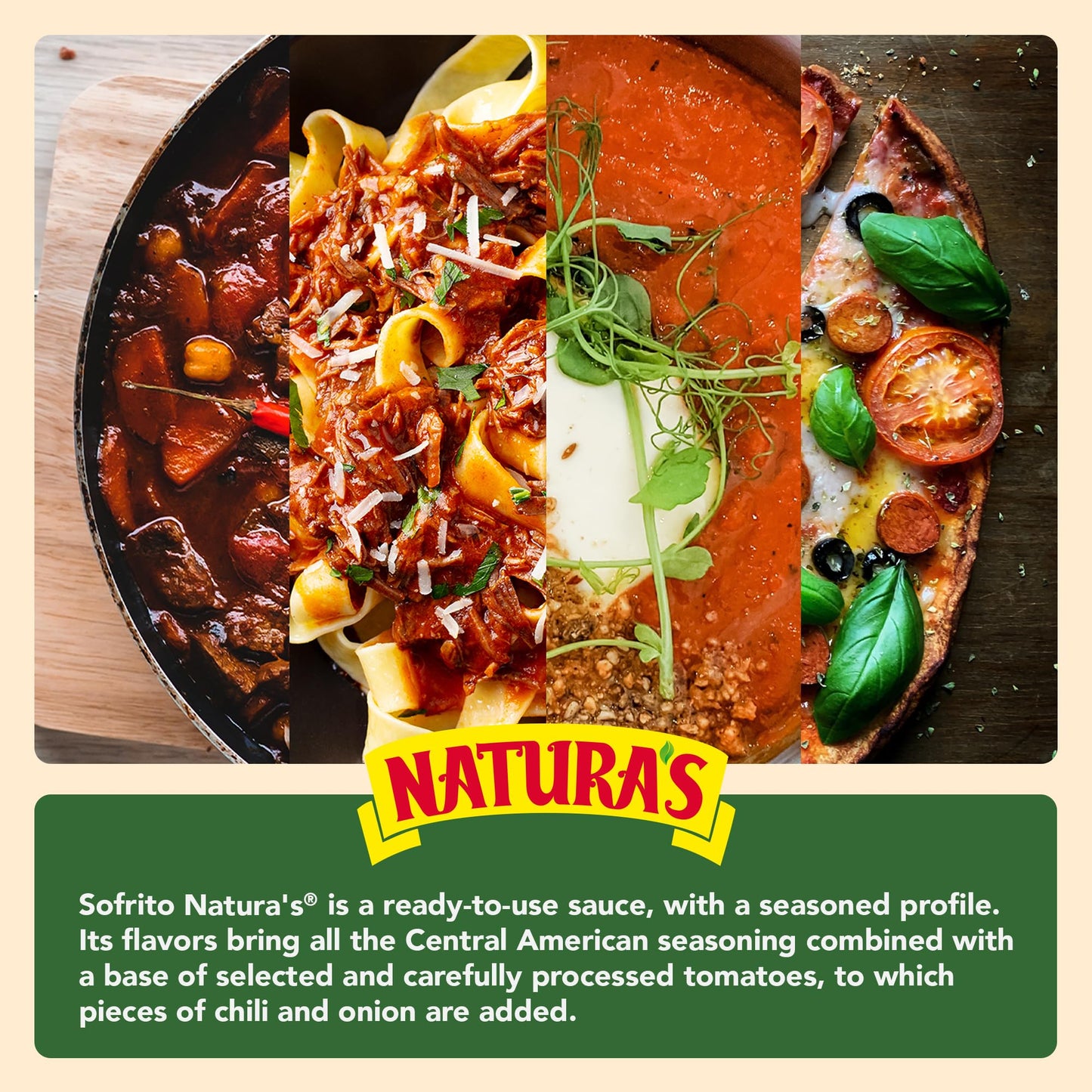 NATURA'S Sofrito Criollo Sauce, Natural Vegetable Pasta Sauce in 7.1oz. Easy-Open Pouch (Pack of 24)