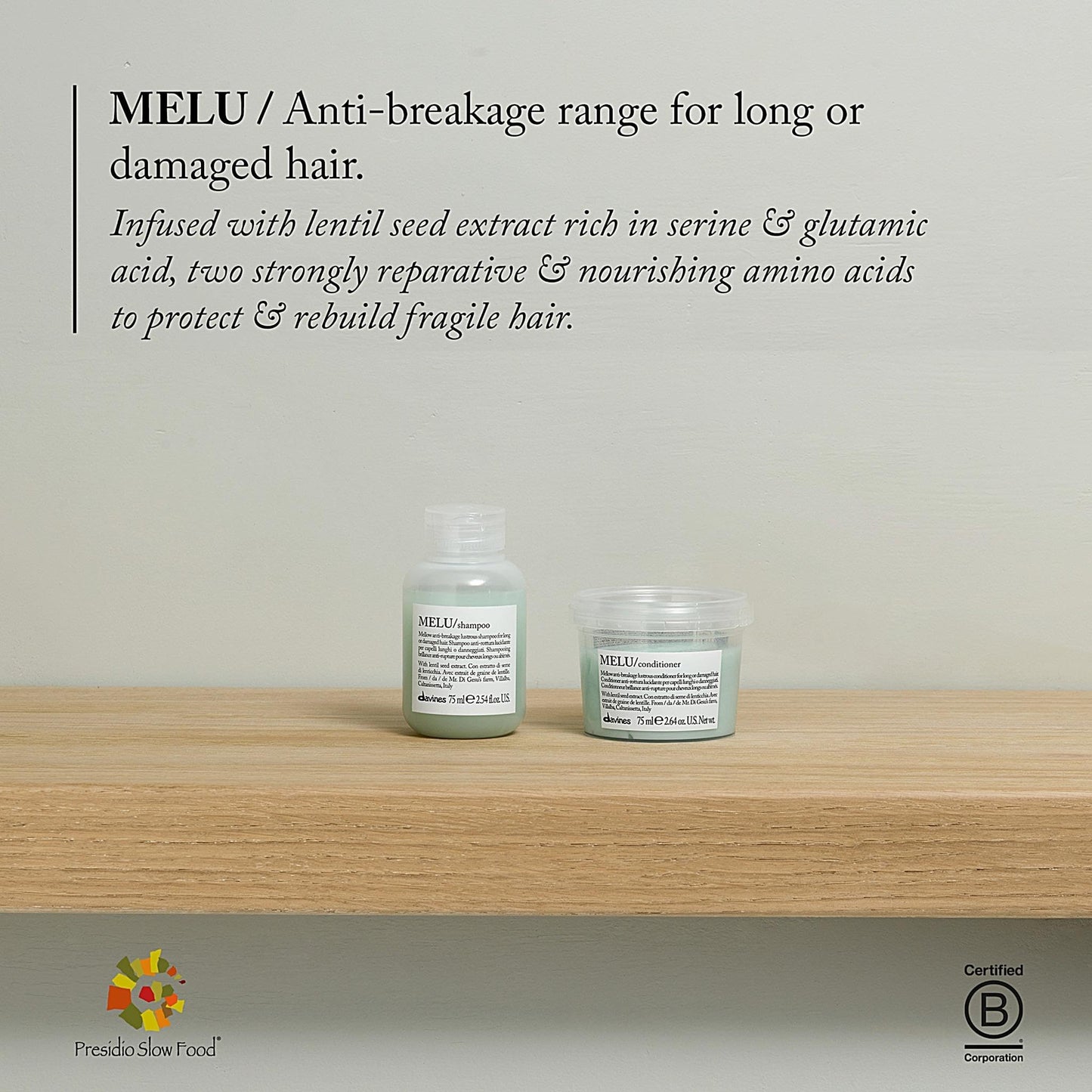 Davines MELU Shampoo, Anti-Breakage Cleansing For Long Or Damaged Hair