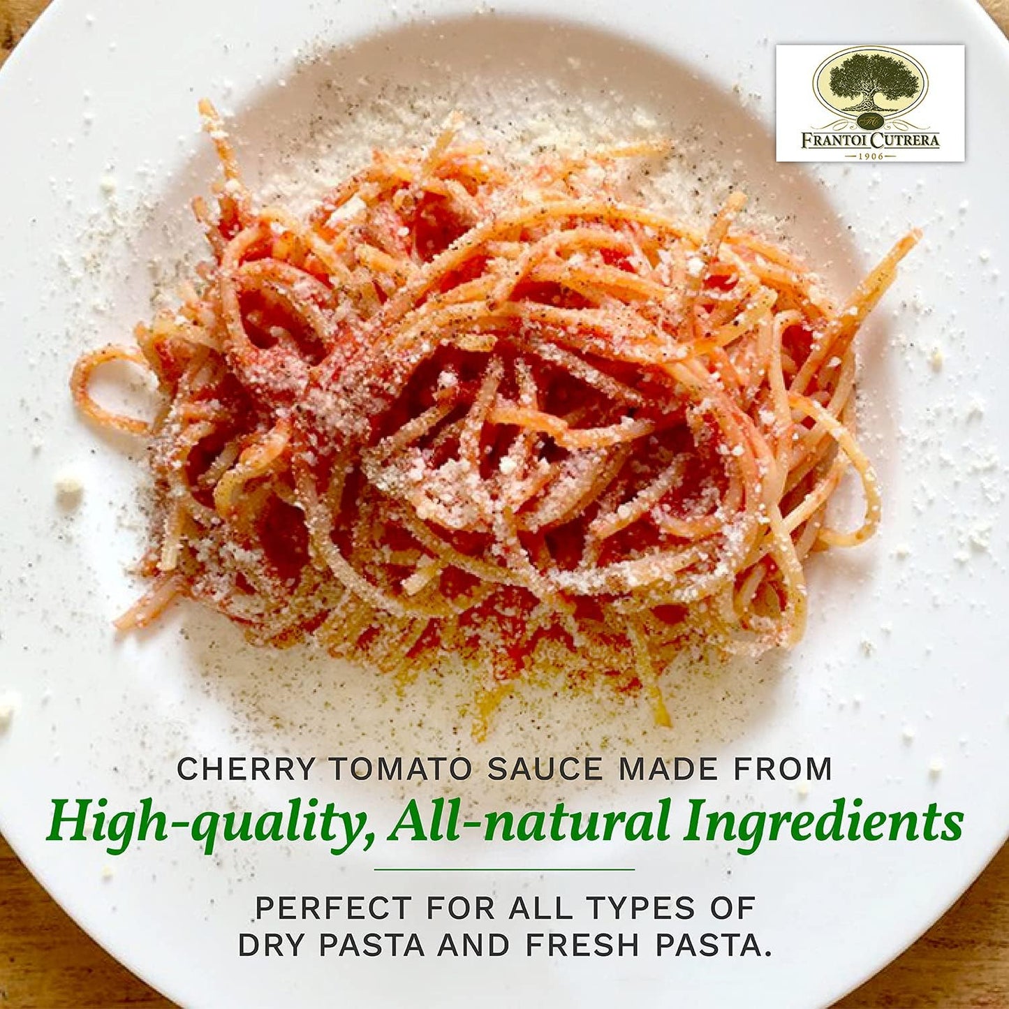 Frantoi Cutrera Organic Cherry Tomato Puree (Passata) - Vegan & Gluten Free Friendly - Good as Pasta Sauce, Pizza Sauce, Sofrito Base & more - No Additives or Preservatives - Imported From Italy