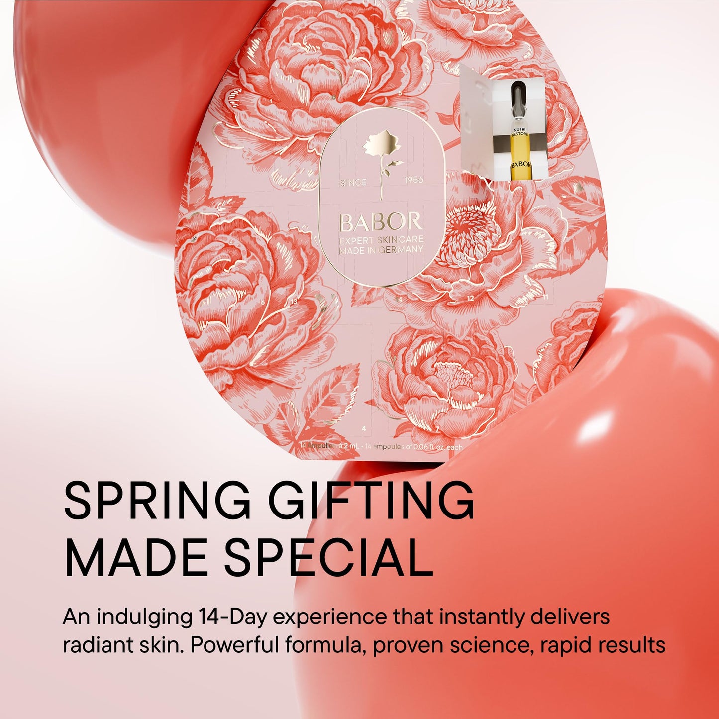 BABOR Spring Egg Ampoule Concentrates Set – 14 Day Hydration & Glow Treatment, Hyaluronic Acid + Vitamin Ampoules for Radiant, Firm, Smooth Skin | Limited Edition Skincare Gift Set 14 x 2 ml