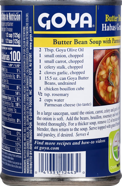Goya Foods Butter Beans, 15.5 Ounce (Pack of 24)