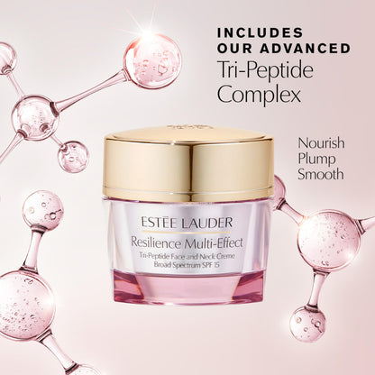 Estée Lauder Resilience Multi-Effect Tri-Peptide Face and Neck Cream Moisturizer SPF 15 | Plumping & Anti-Aging