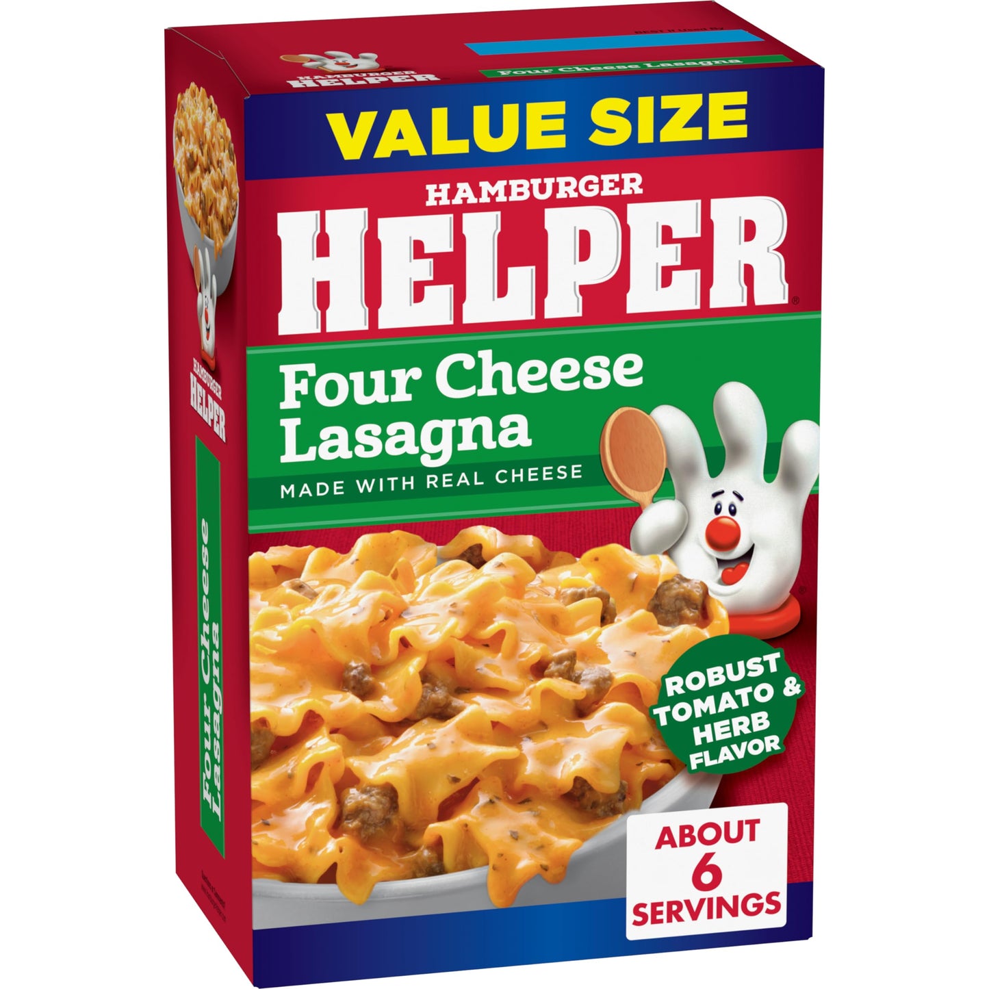 Hamburger Helper Four Cheese Lasagna Value Size Pasta Meal (8.8 oz - 6 Pack) No Artificial Flavors, Ready in 3 Easy Steps, Quick Meals for Midweek Dinners, Busy Evenings & Families On-the-Go