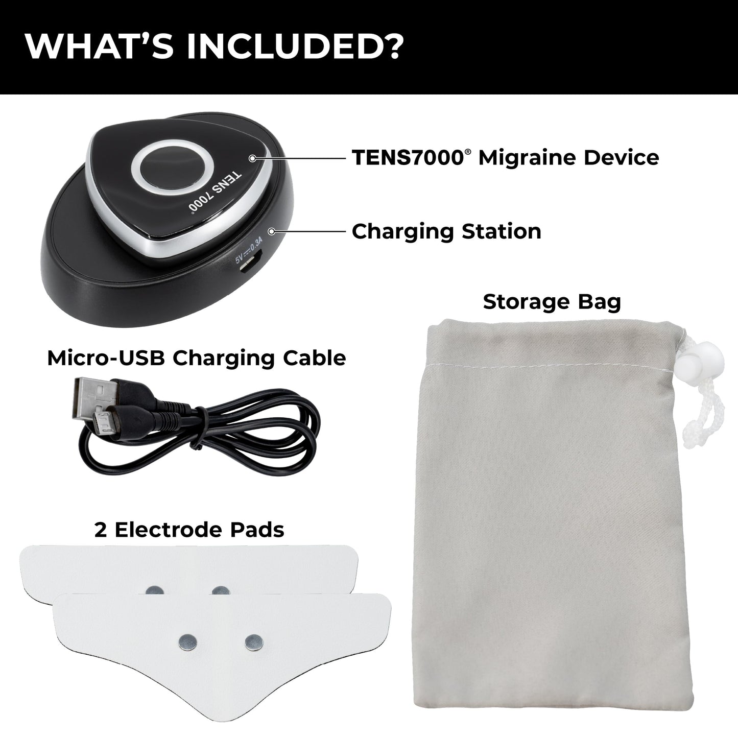 TENS 7000 Migraine Relief Device, Migraine Relief Wearable for Migraines and Migraña, Drug-Free Pain Relief Product