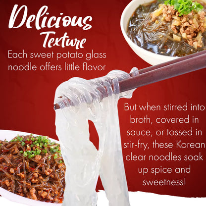 Fusion Select 2 Packs Sweet Potato Glass Noodles - Zero-Fat, Low-Calorie, No-Sodium Diet-Friendly, Gluten-Free, Vegan, Stir-Fry, Dumplings, Hot Pot - For Chinese, Korean Recipes - 7.05oz