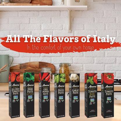 Amore Vegan Sun Dried Tomato Paste In A Tube - Non GMO Certified and Made In Italy 2.8 Ounce (Pack of 12)