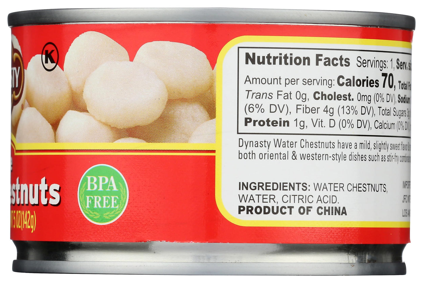 Dynasty Water Chestnuts, Whole, 8 oz