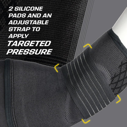 FUTURO™ Premium Compression Elbow Sleeve, with Wrap-Around Strap and Two Gel Pressure Pads, for Mild Tendonitis, Golfer’s Elbow, Tennis Elbow, Swelling, Sprains, and Strains, Large/XLarge