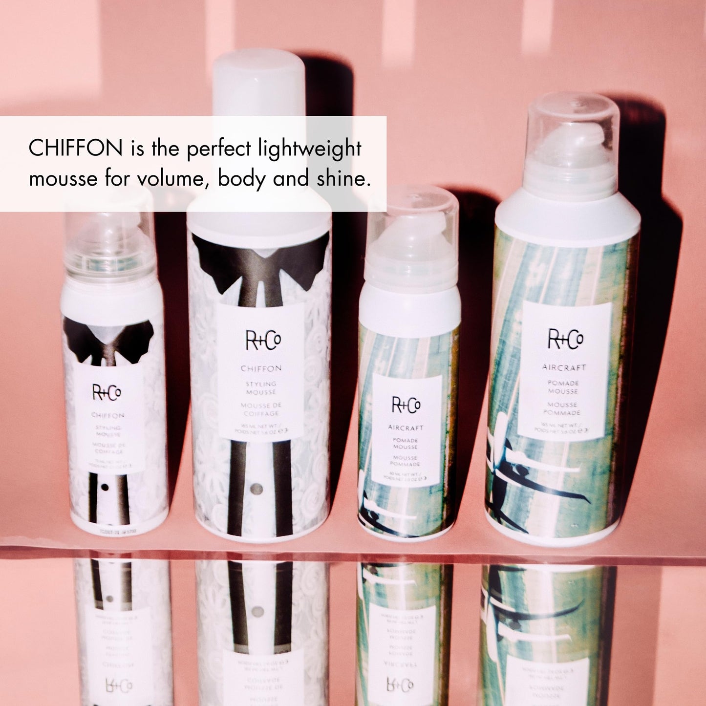 R+Co CHIFFON Styling Mousse – Lightweight Hair Foam, Adds Volume & Texture, All Hair Types