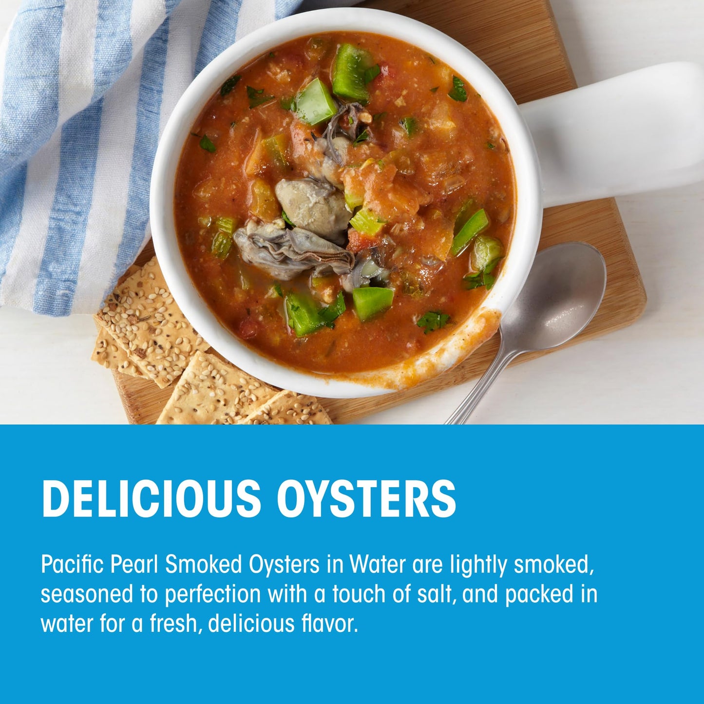 Pacific Pearl Fancy Smoked Oysters in Water 3.75 oz (Pack of 12)