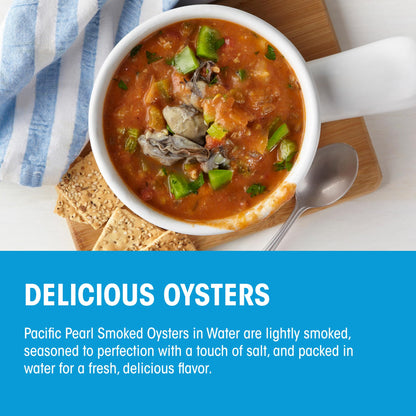 Pacific Pearl Fancy Smoked Oysters in Water 3.75 oz (Pack of 12)