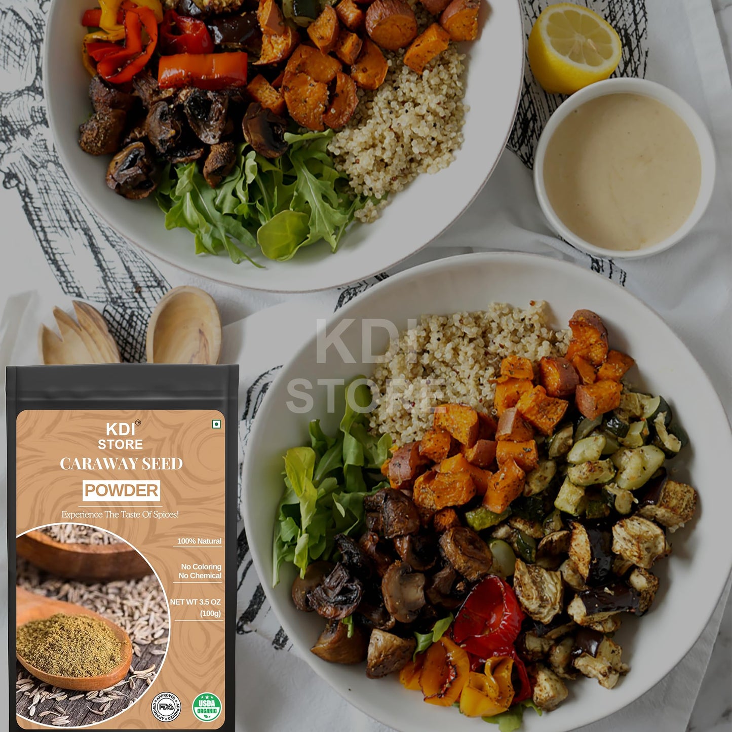KDI Store Organic Caraway Seed Powder, 100% Natural No Coloring or Chemicals, USDA Certified, (100g)