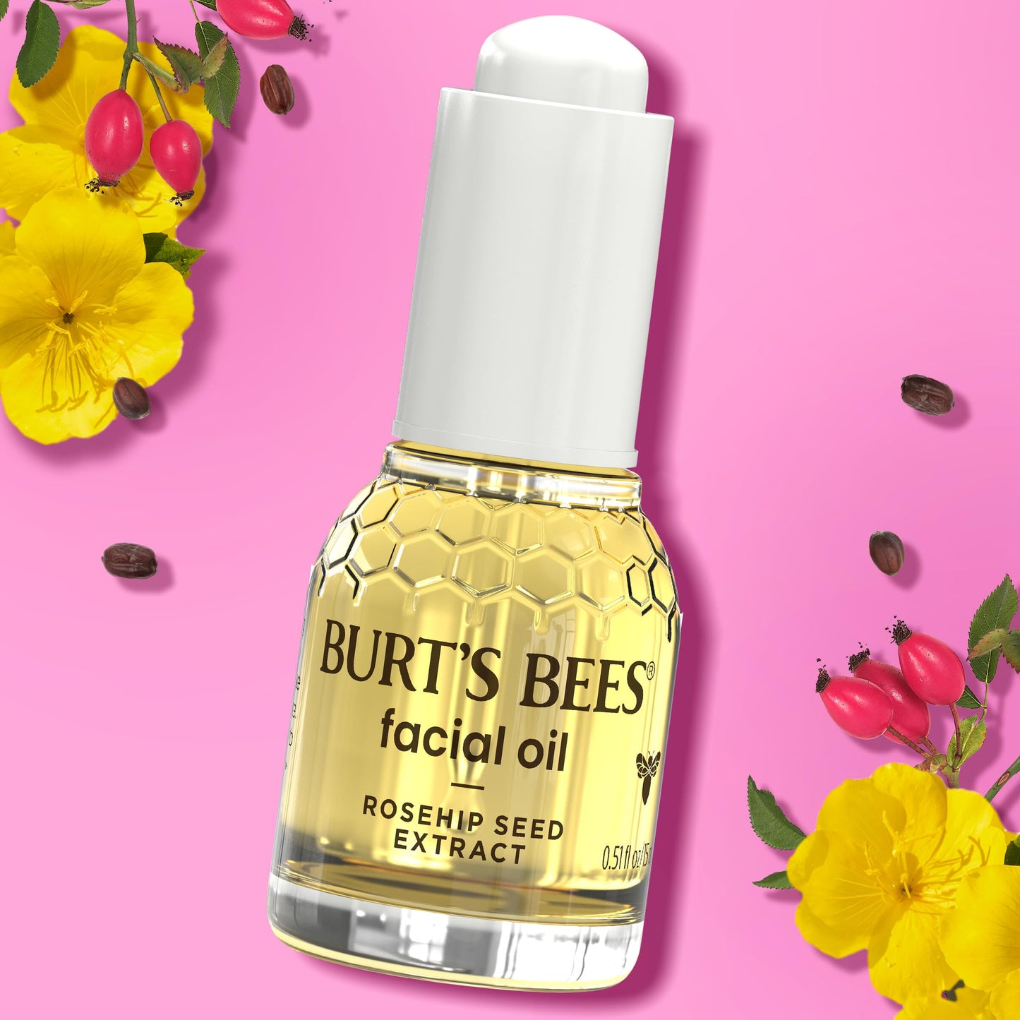 Burt's Bees Gua Sha Face Oil With Rosehip Seed Extract, Reduces Appearance of Fine Lines and Wrinkles, Use with Ice Roller & Facial Tools, Natural Origin Skin Care, 0.51 fl. oz.