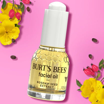 Burt's Bees Gua Sha Face Oil With Rosehip Seed Extract, Reduces Appearance of Fine Lines and Wrinkles, Use with Ice Roller & Facial Tools, Natural Origin Skin Care, 0.51 fl. oz.