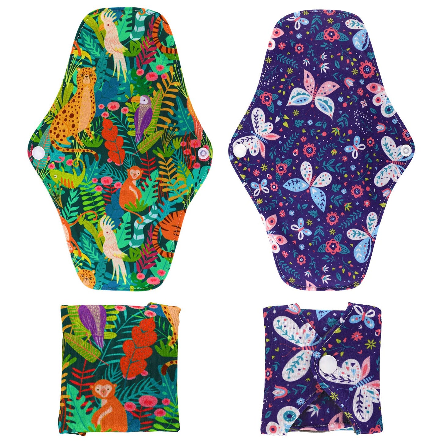 Reusable Menstrual Pads (7 in 1, 25.4cm 4 Layers), Bamboo Cloth Pads for Heavy Flow with Wet Bag, Large Sanitary Pad Set with Wings for Women, Washable Overnight Cloth Panty Liners Period