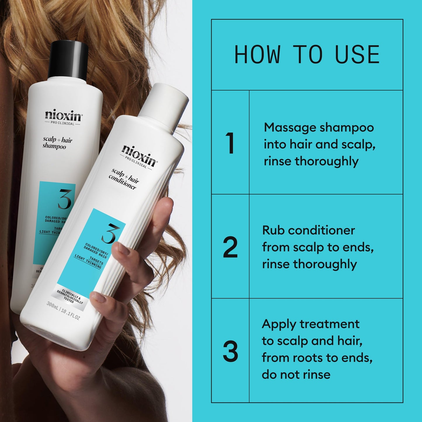 Nioxin Scalp + Hair Thickening System Kits | For Natural, Colored, & Damaged Hair with Light to Progressed Thinning | Strengthen & Boost Hair Density with Niacinamide & Biotin | 3 Month Supply