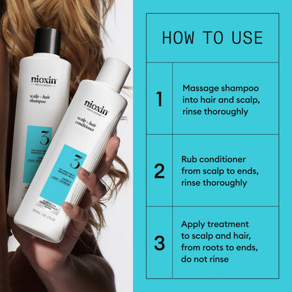 Nioxin Scalp + Hair Thickening System Kits | For Natural, Colored, & Damaged Hair with Light to Progressed Thinning | Strengthen & Boost Hair Density with Niacinamide & Biotin | 3 Month Supply