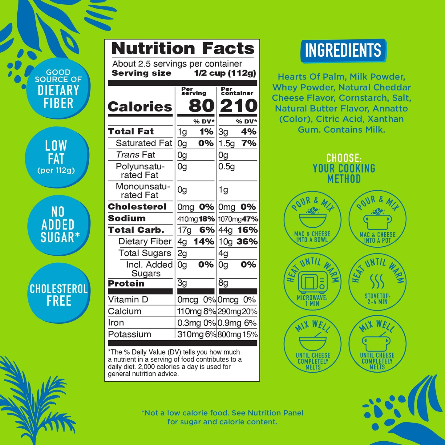 Natural Heaven Hearts of Palm Mac N’ Cheese, Gluten-Free, 6-Pack, Prepared Meals, Ready to Eat in 60 Seconds, 9 Oz Boxes