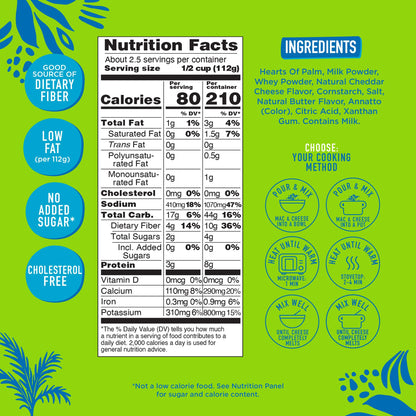Natural Heaven Hearts of Palm Mac N’ Cheese, Gluten-Free, 6-Pack, Prepared Meals, Ready to Eat in 60 Seconds, 9 Oz Boxes