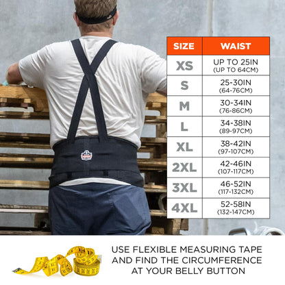 Ergodyne ProFlex 1650 Back Support Belt, 7.5" Elastic, Adjustable, Removeable Straps, Large
