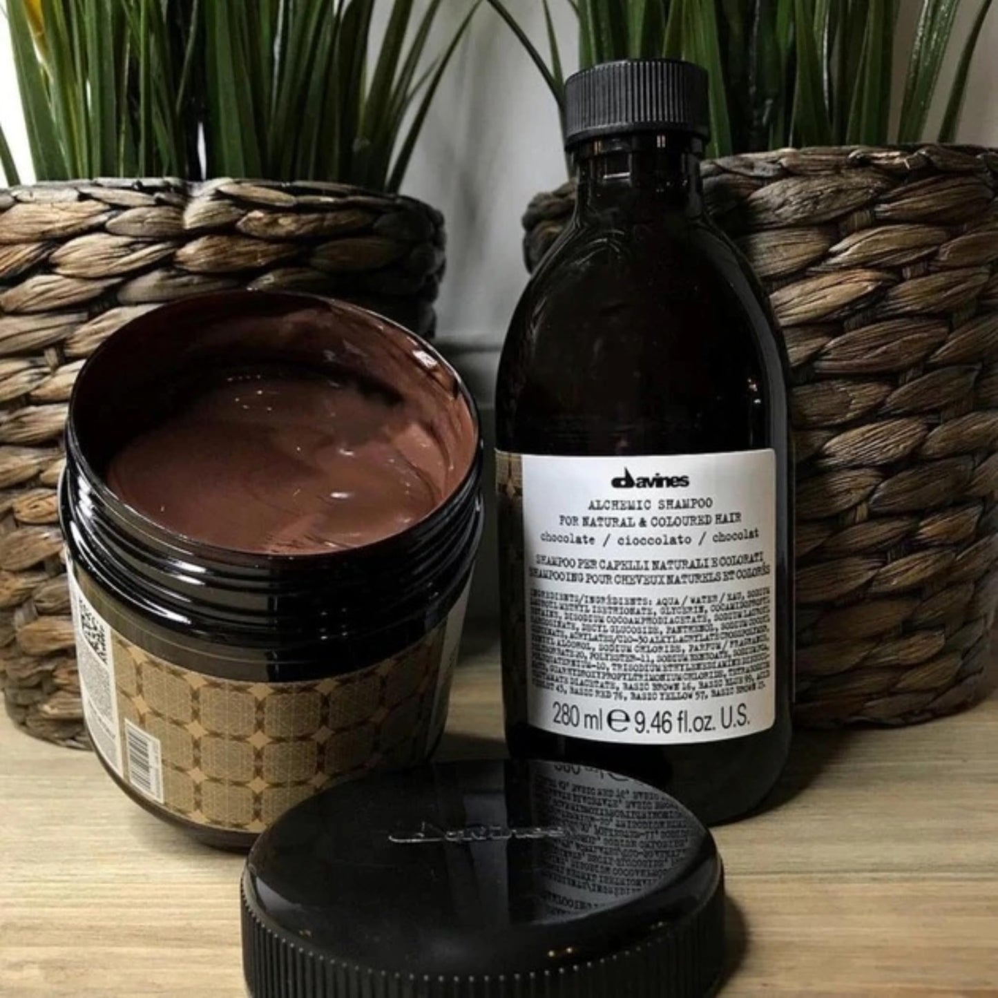 Davines Alchemic Conditioner Chocolate, Color Depositing Cream for Dark Brown & Black Hair - Intensifies & Hydrates Brunette Tones with Jojoba Oil, 8.45 Fl Oz