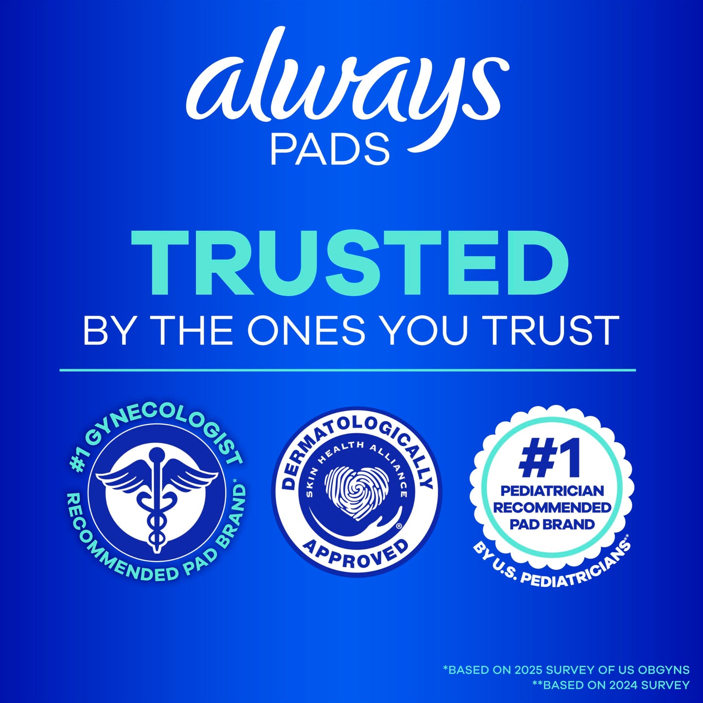 Always Ultra Thin Pads Duo Pack, Feminine Pads with Wings for Women, Size 2 Long Super and 4 Overnight Absorbency, Unscented, Up to 100% Leak-Free Protection, 44 CT