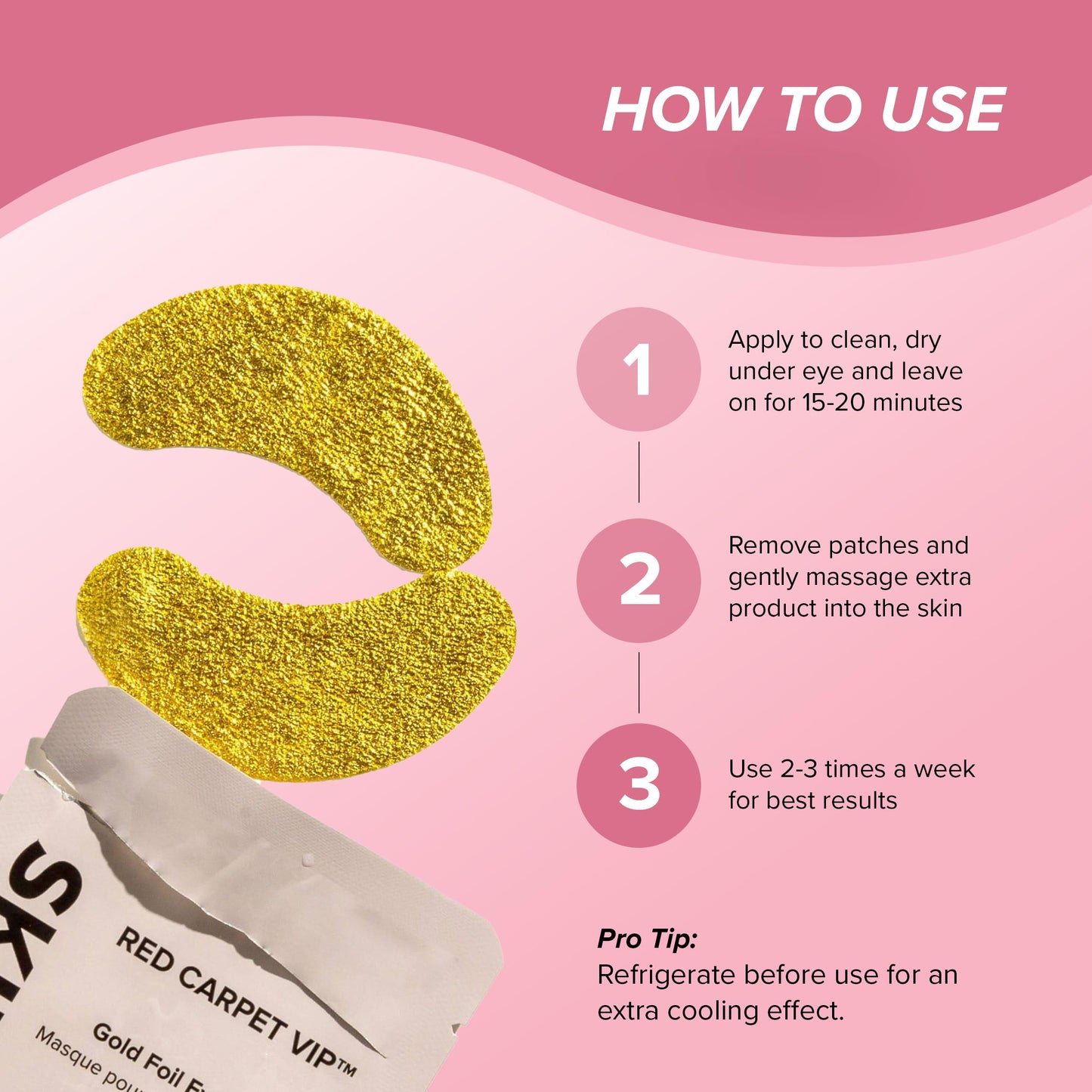 SKIN GYM Gold Foil Eye Mask 5 Pack, Hydrating and Brightening Under-Eye Treatment with Bakuchiol and Hyaluronic Acid