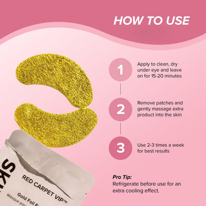 SKIN GYM Gold Foil Eye Mask 5 Pack, Hydrating and Brightening Under-Eye Treatment with Bakuchiol and Hyaluronic Acid
